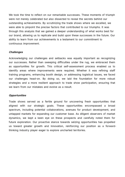 Free Sales Year-End Analysis of Trade Show Participation and Results Template to Edit Online