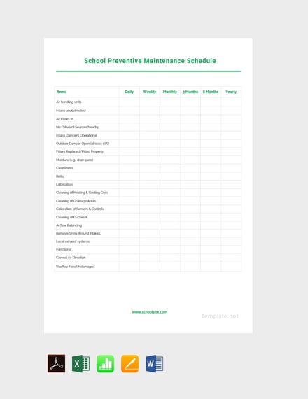 free sample preventive maintenance schedule template 440x570