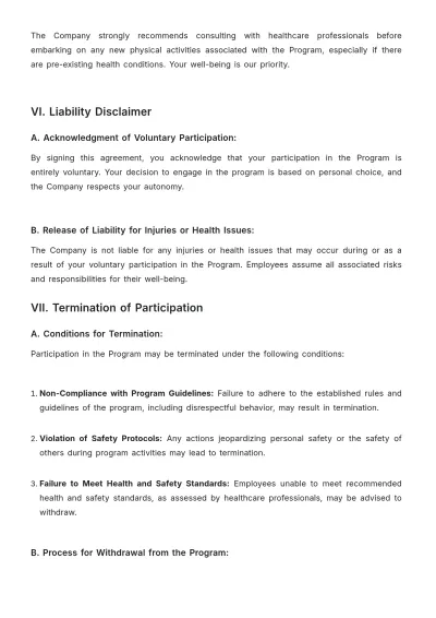Free Employee Wellness Program Participation Agreement Template to Edit Online
