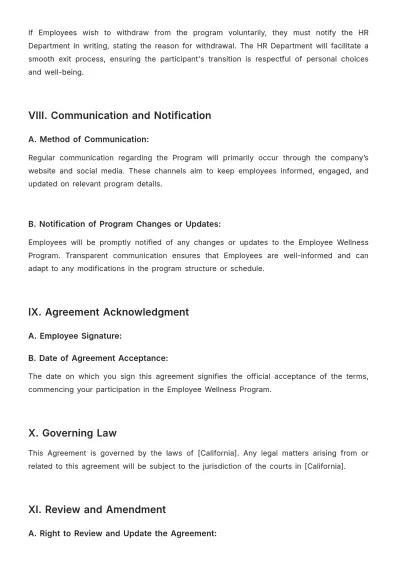 Free Employee Wellness Program Participation Agreement Template to Edit Online