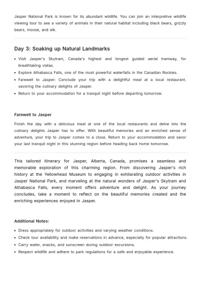 Free Jasper Itinerary Template to Edit Online