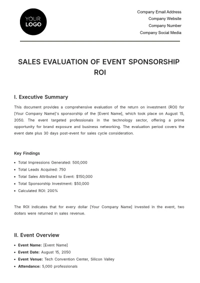 Free Sales Evaluation of Event Sponsorship ROI Template to Edit Online