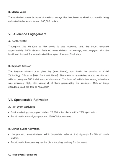 Free Sales Evaluation of Event Sponsorship ROI Template to Edit Online