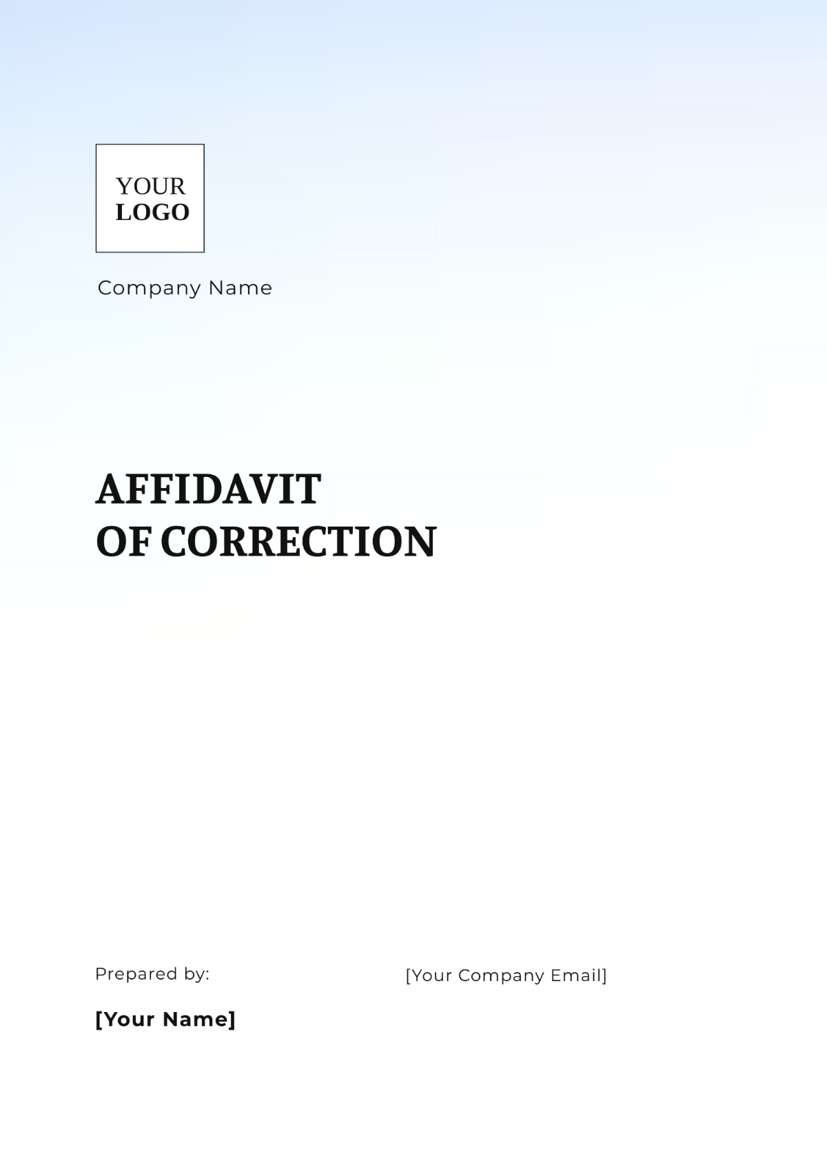 Affidavit of Correction Template - Edit Online & Download