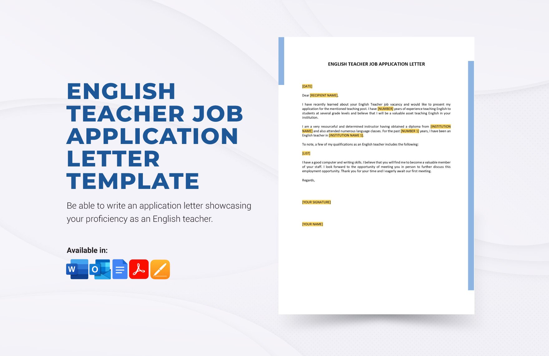 English Teacher Job Application Letter Template