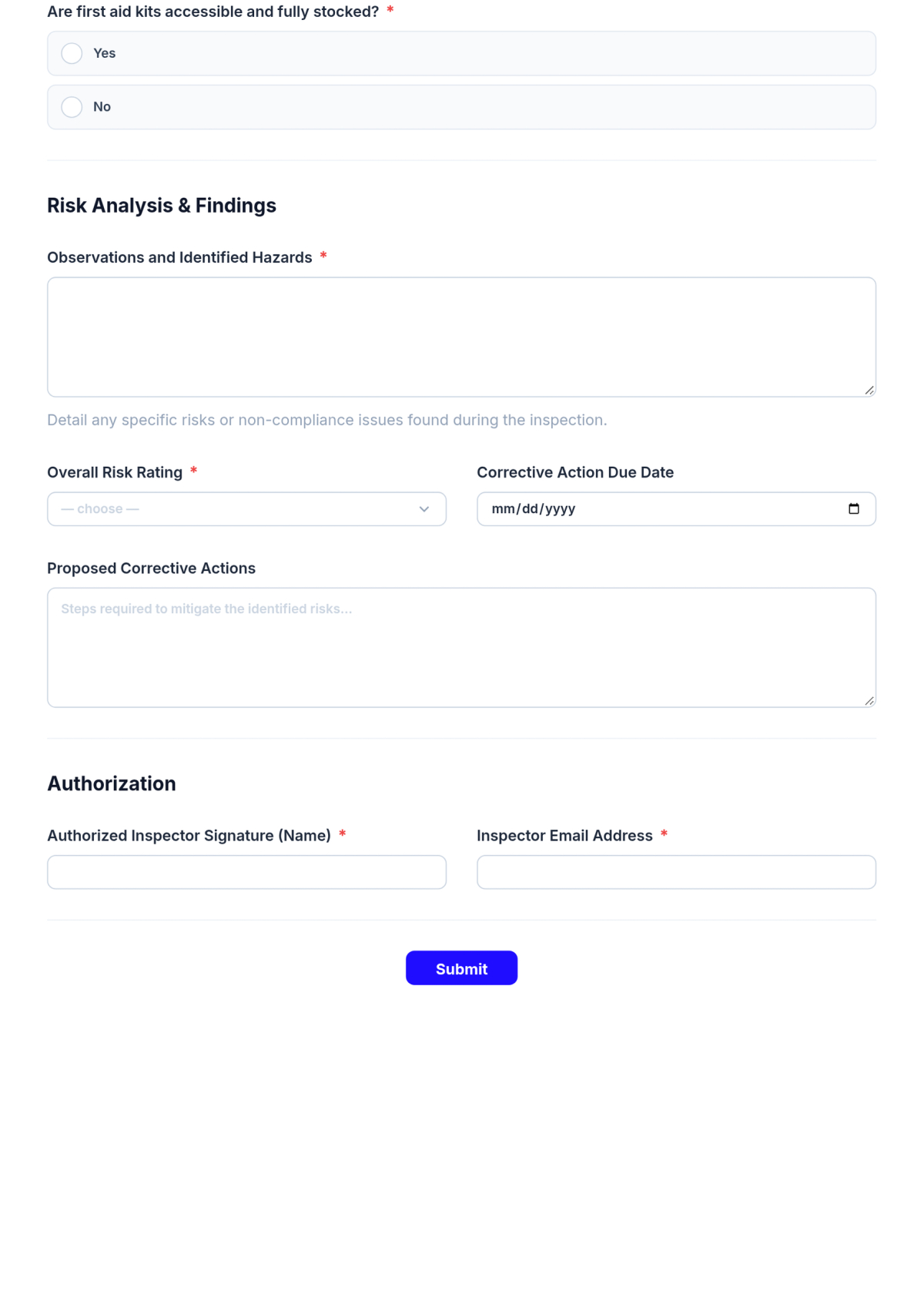 Free Health & Safety Regulation Assessment Form Template & AI Maker Free Health & Safety Regulation Assessment Form Template & AI Maker