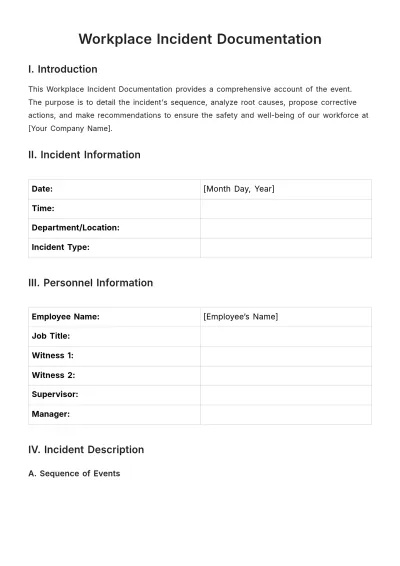 Free Workplace Incident Documentation Template to Edit Online