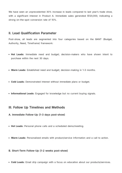 Free Sales Memo on Trade Show Lead Follow-Up Strategy Template to Edit Online