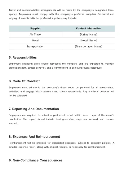 Free Sales Event Attendance Policy Template to Edit Online
