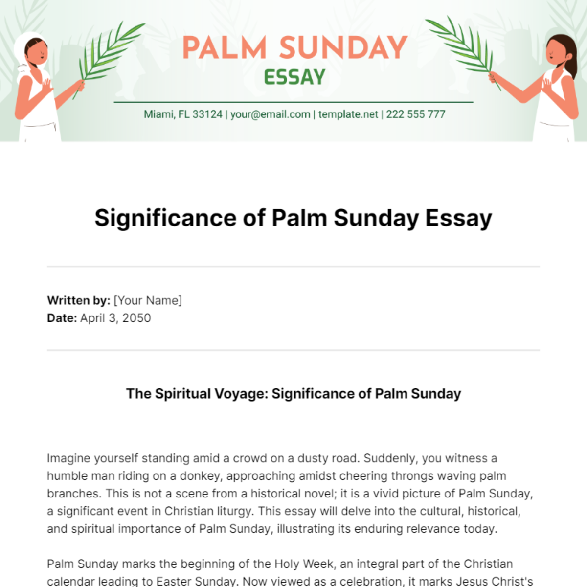 Free Significance of Palm Sunday Essay Template