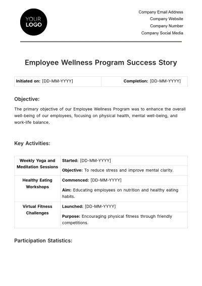 Free Employee Wellness Program Success Story Template to Edit Online