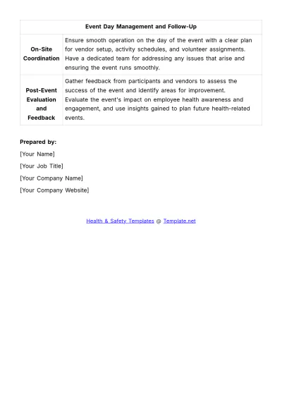 Free Employee Health Fair Event Plan Template to Edit Online