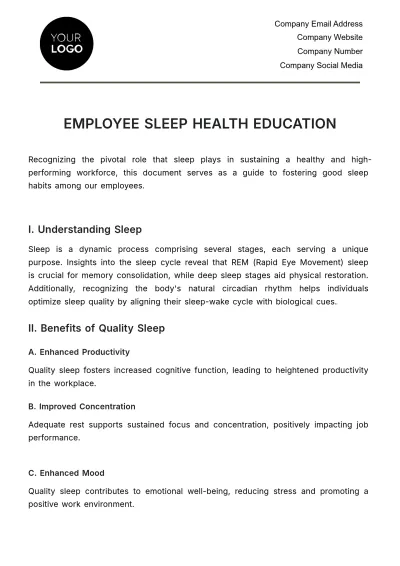 Free Employee Sleep Health Education Template to Edit Online