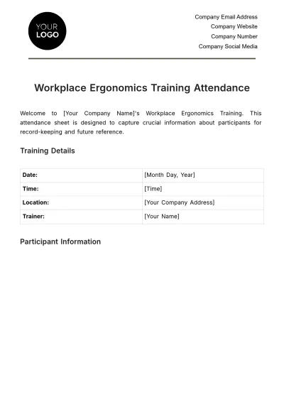 Free Workplace Ergonomics Training Attendance Template to Edit Online