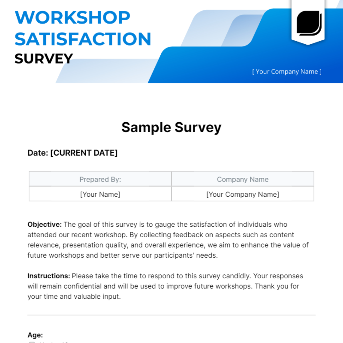 Sample Survey Template