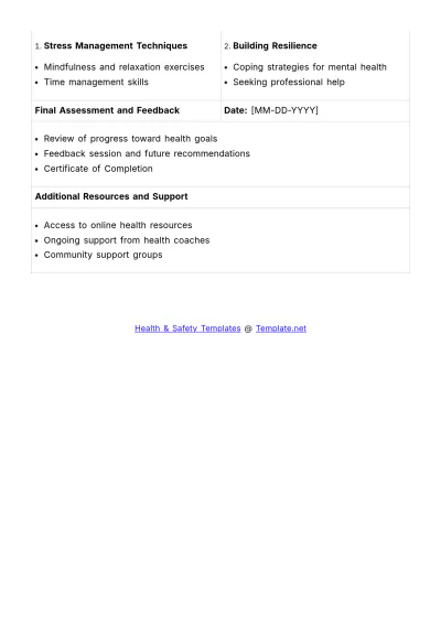 Free Employee Health Coaching Session Plan Template to Edit Online