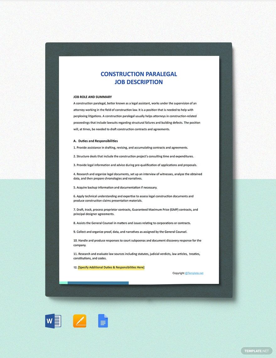 Free Free Criminal Law Paralegal Job Description Template Google Docs 