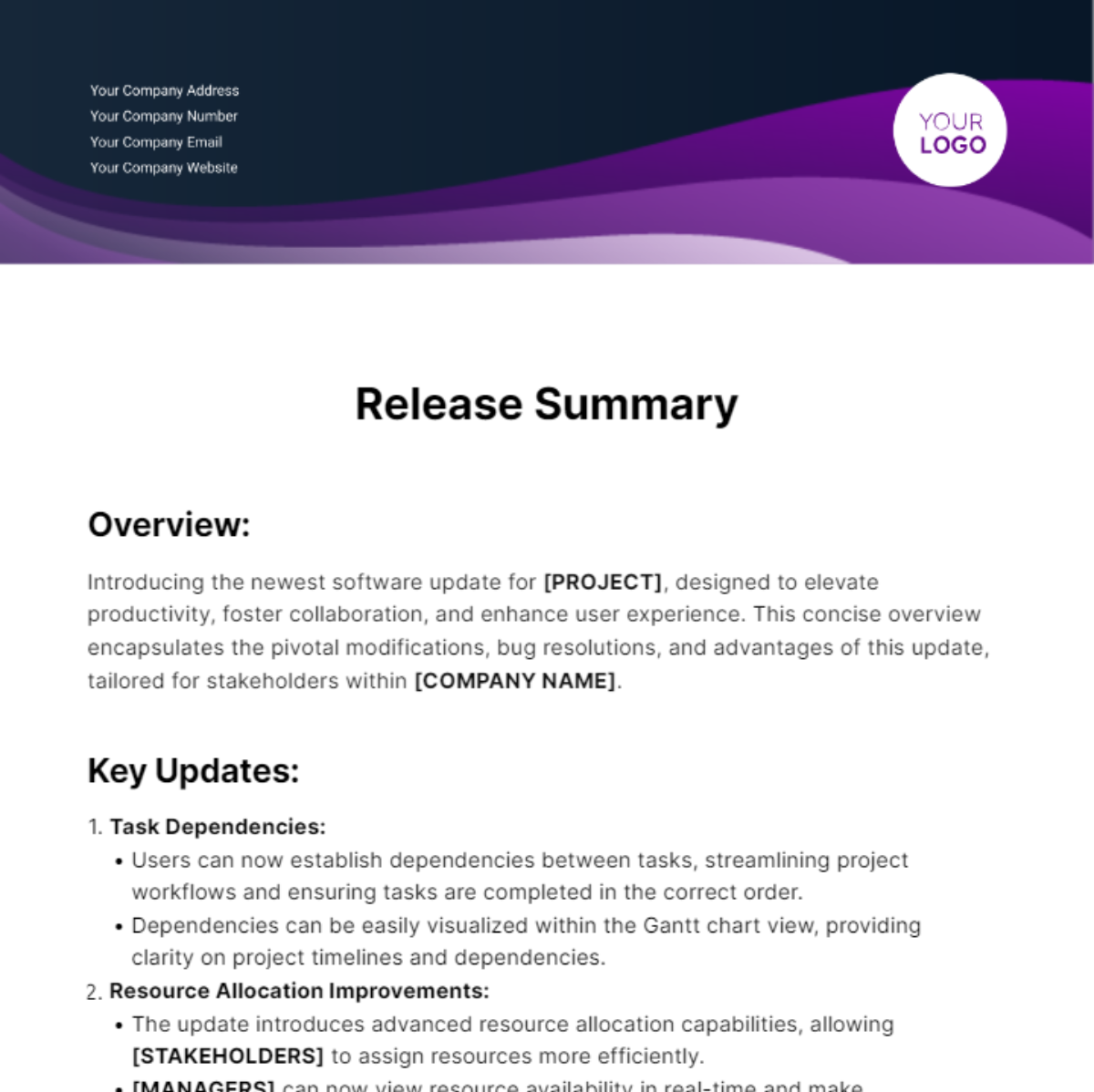 Release Summary Template