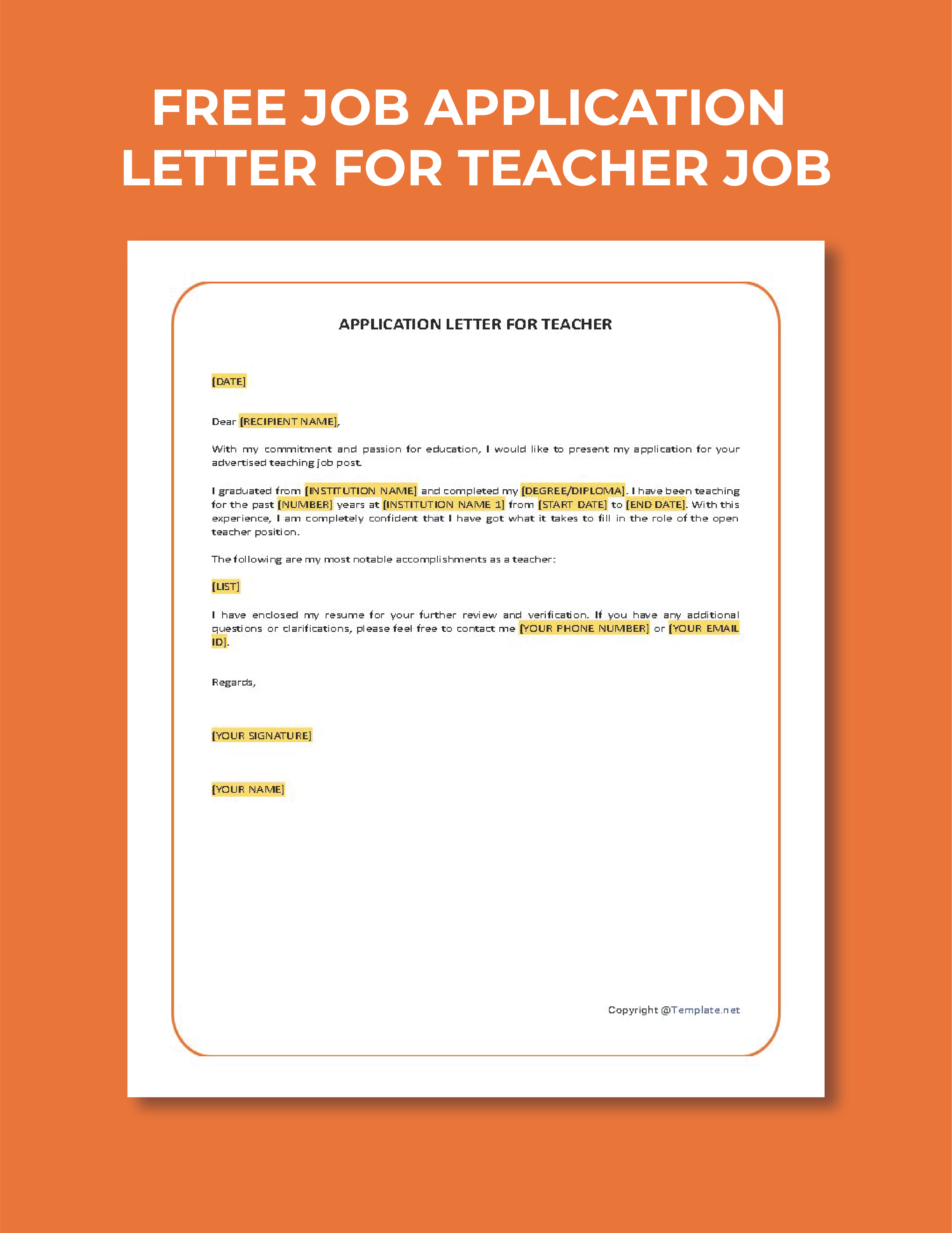 Job Application Letter for Teacher Job