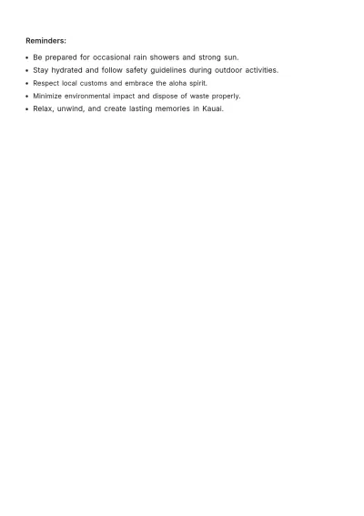 Free 3 Day Kauai Itinerary Template to Edit Online