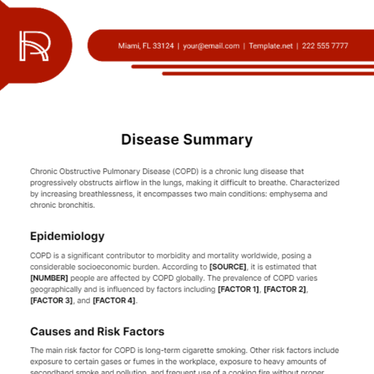 Disease Summary Template