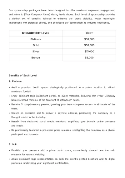 Free Sales Policy on Trade Show Sponsorship and Participation Template to Edit Online