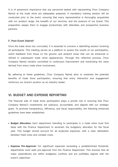 Free Sales Policy on Trade Show Sponsorship and Participation Template to Edit Online