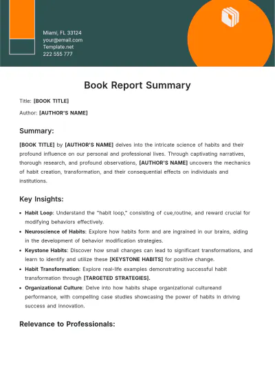 Free Book Report Summary Template to Edit Online
