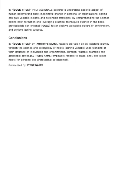 Free Book Report Summary Template to Edit Online