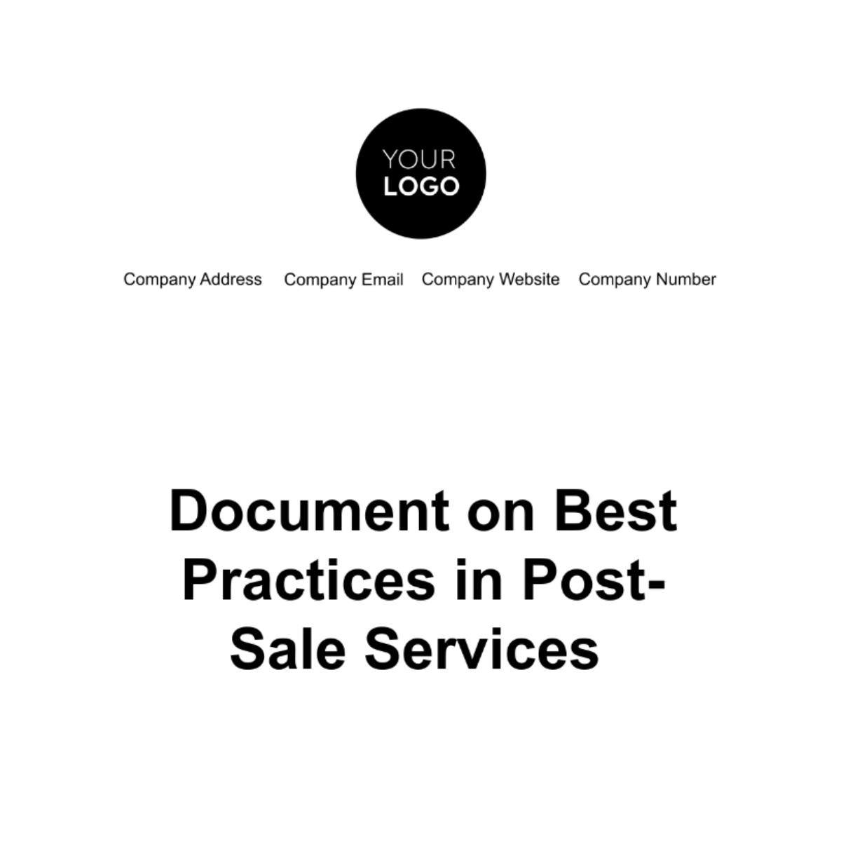 Free Document on Best Practices in Post-Sale Services Template