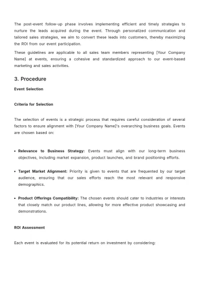 Free Sales Policy & Procedure for Event Participation Template to Edit Online