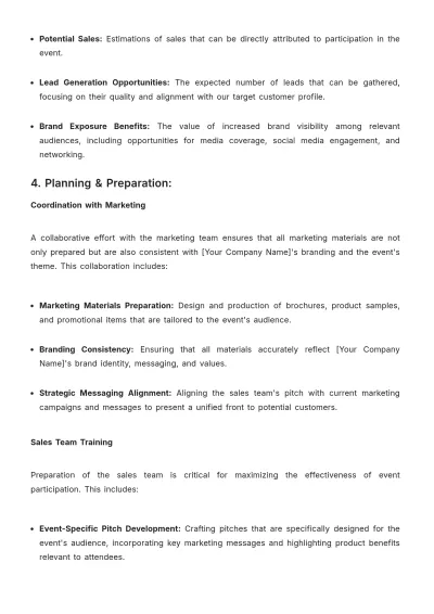 Free Sales Policy & Procedure for Event Participation Template to Edit Online