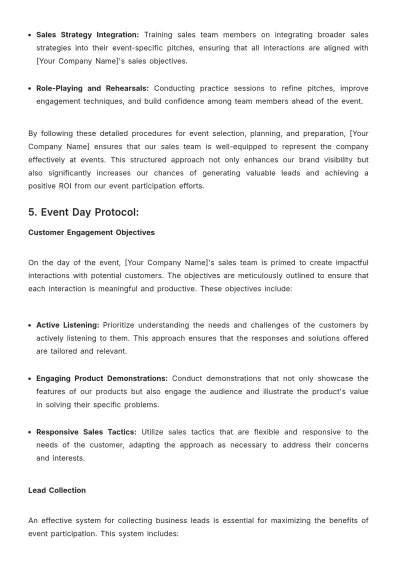 Free Sales Policy & Procedure for Event Participation Template to Edit Online