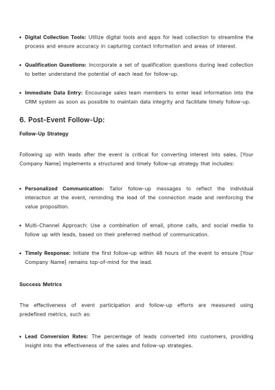 Free Sales Policy & Procedure for Event Participation Template to Edit Online