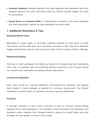 Free Sales Policy & Procedure for Event Participation Template to Edit Online
