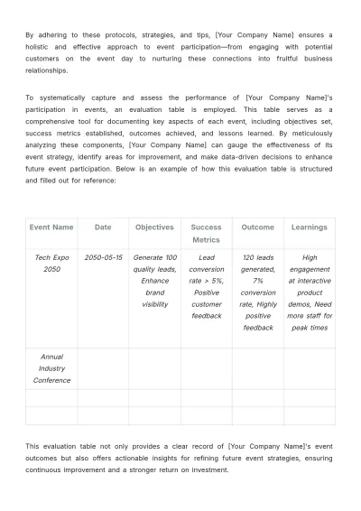 Free Sales Policy & Procedure for Event Participation Template to Edit Online