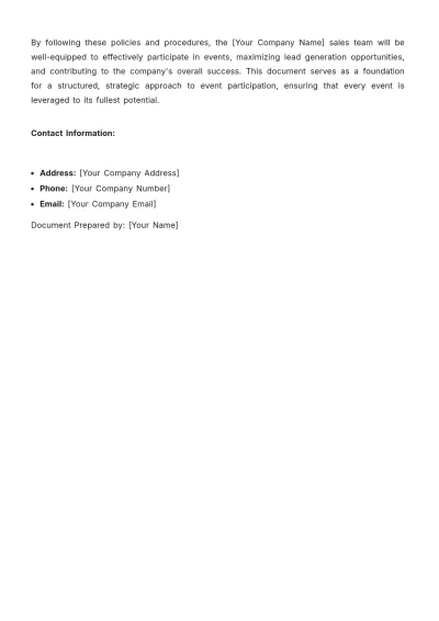 Free Sales Policy & Procedure for Event Participation Template to Edit Online
