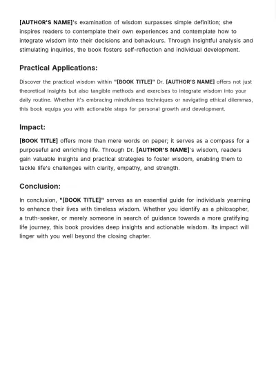 Free Brief Book Summary Template to Edit Online