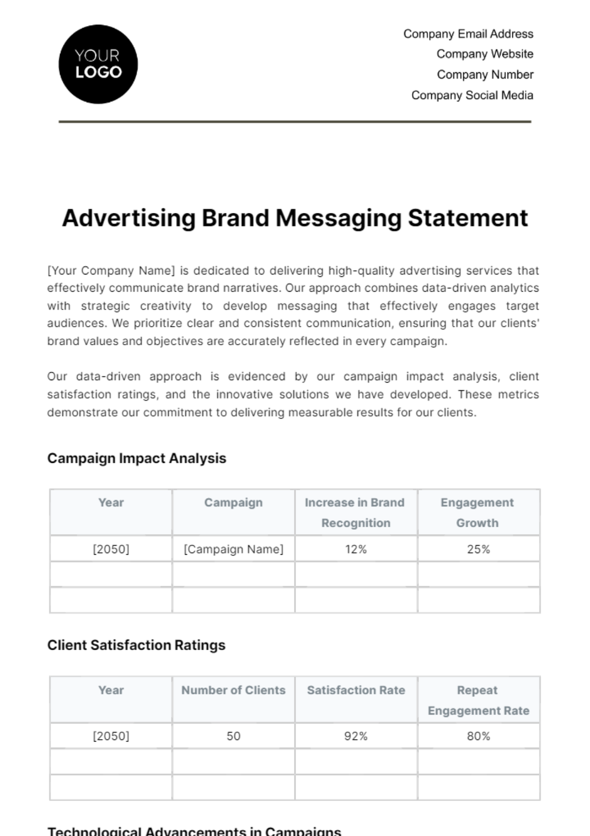 Advertising Brand Messaging Statement Template
