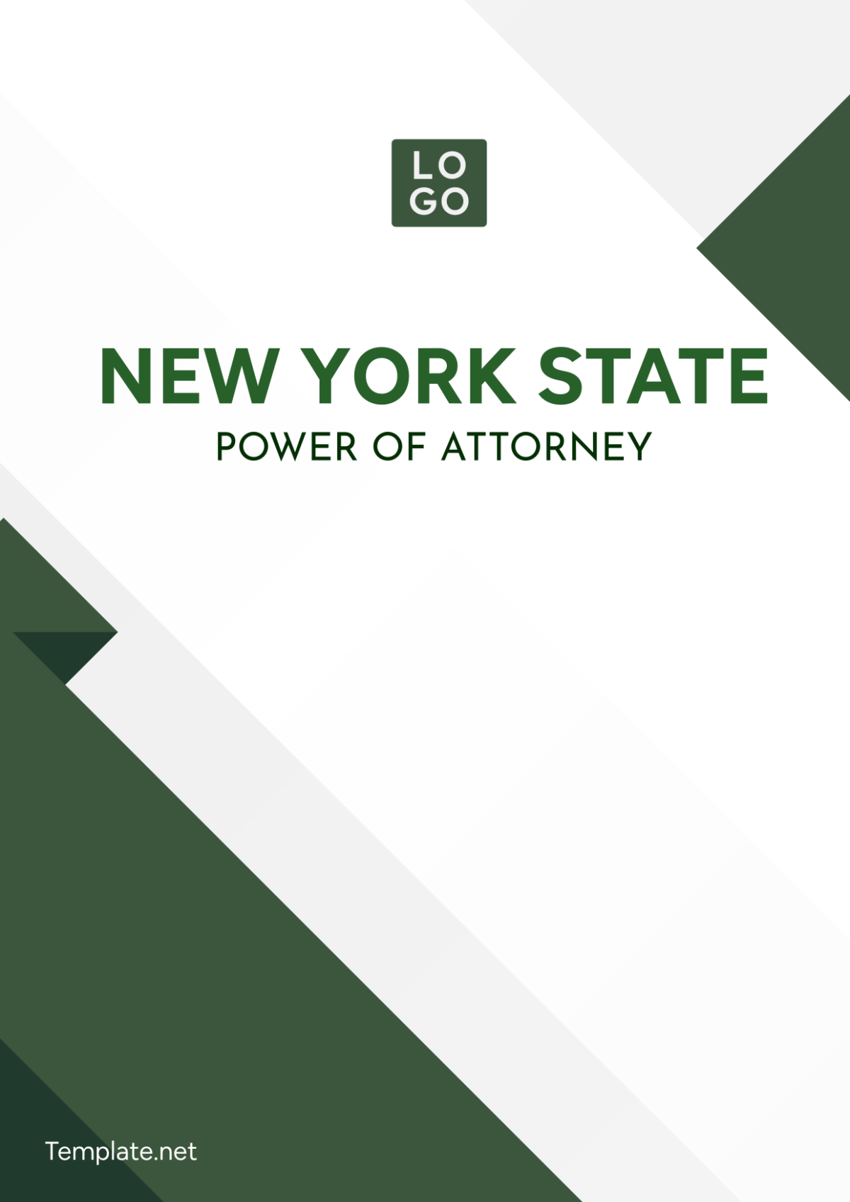New York State Power of Attorney Cover Page Template