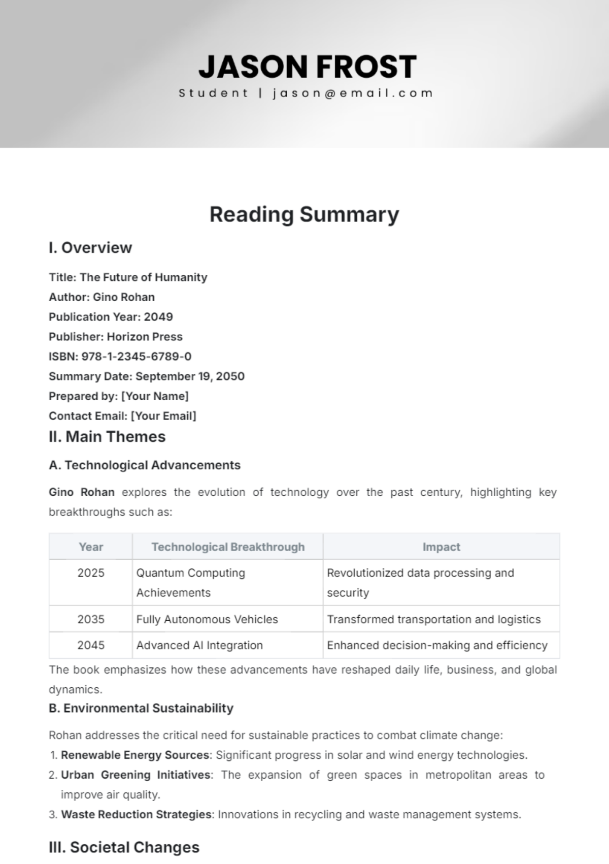 Reading Summary Template - Edit Online & Download