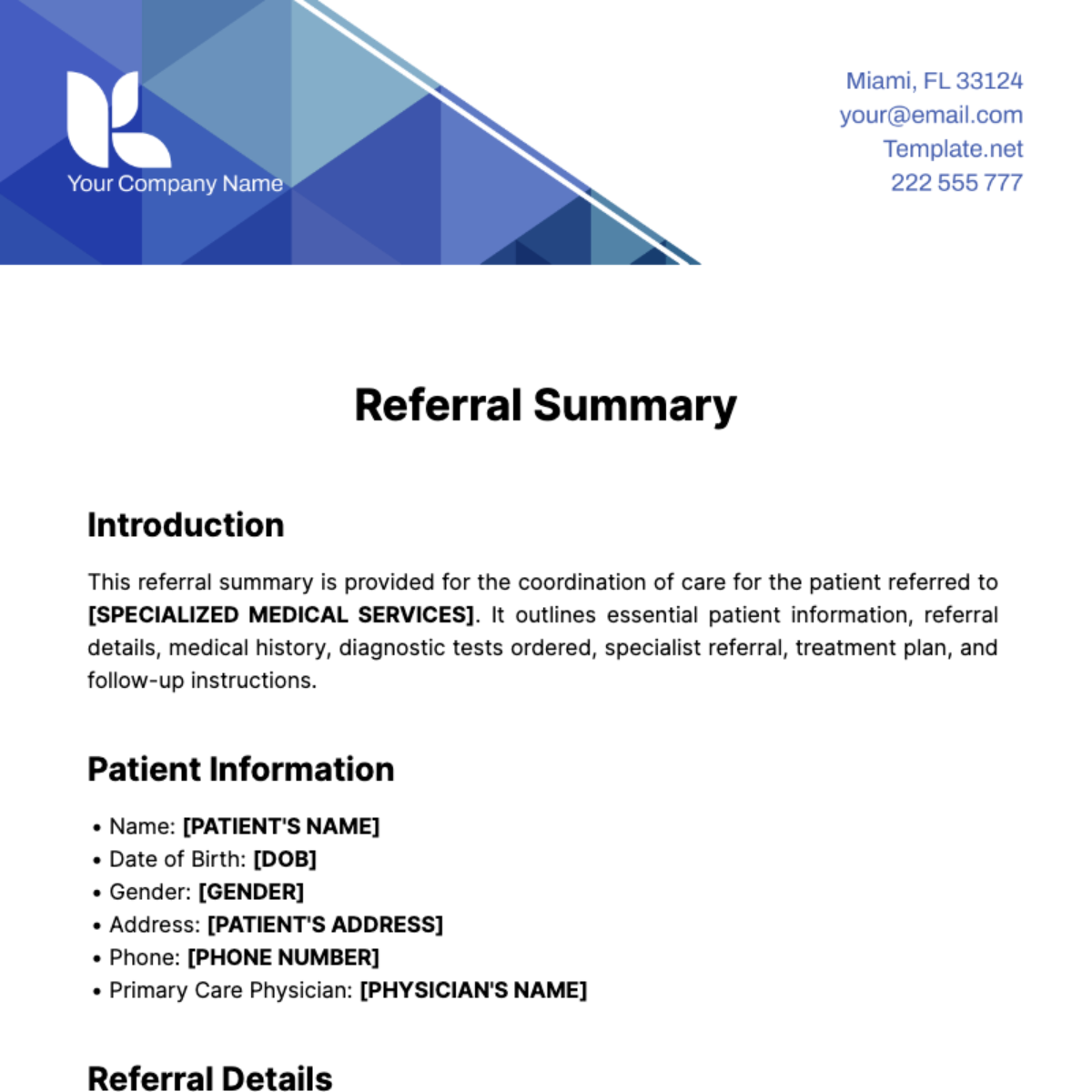 Referral Summary Template