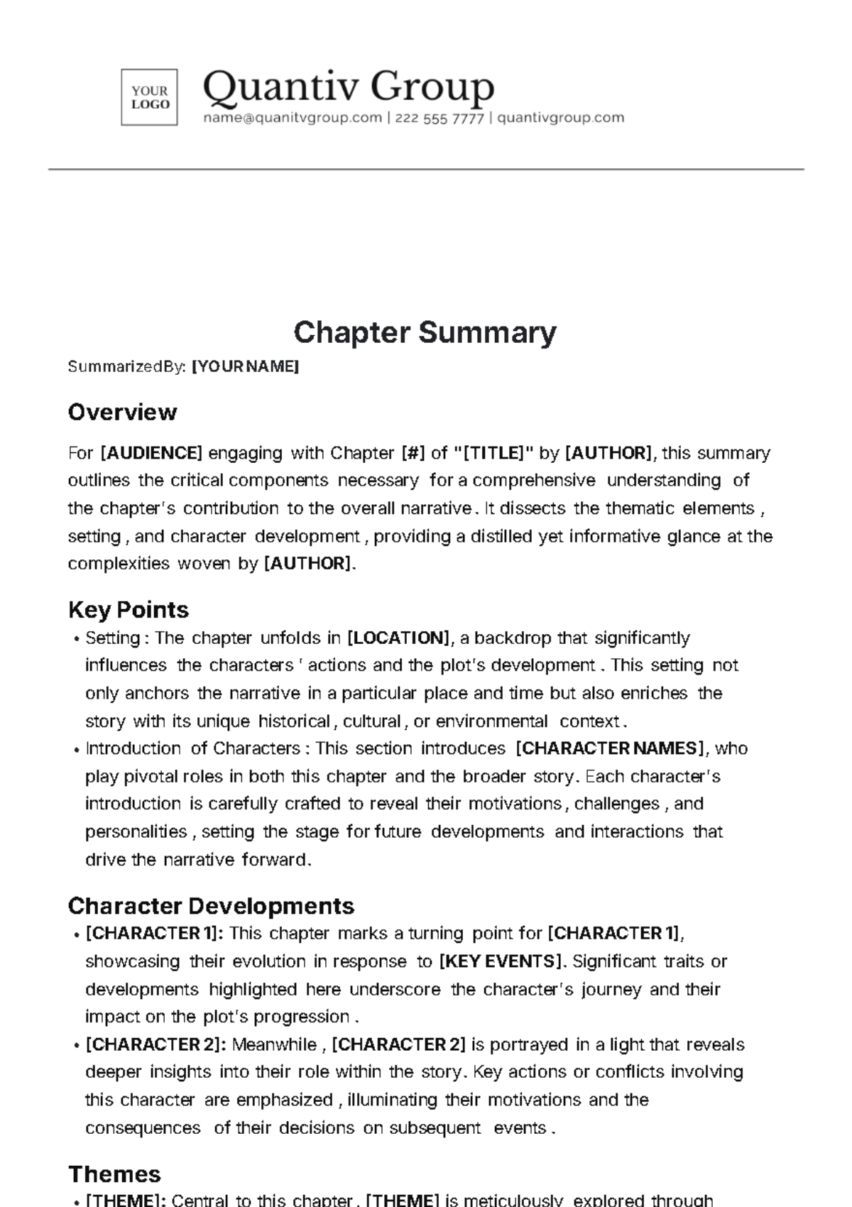 Chapter Summary Outline Template - Edit Online & Download