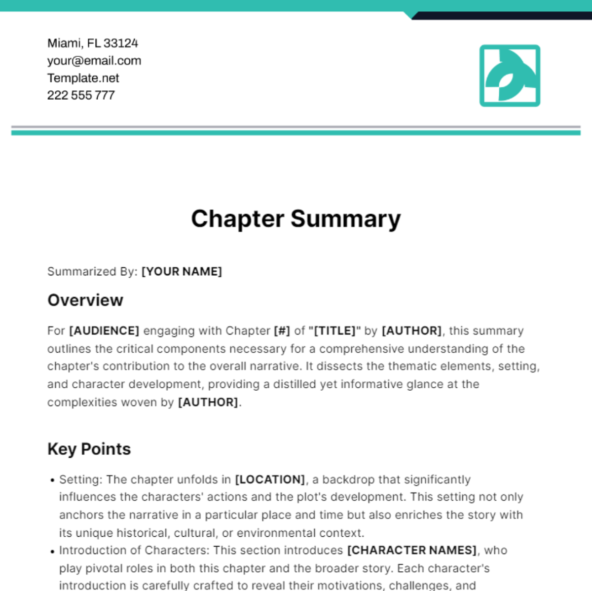 Chapter Summary Template