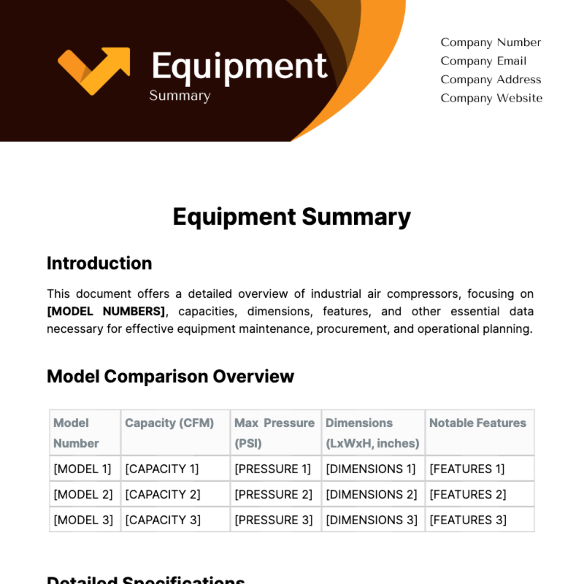 Equipment Summary Template