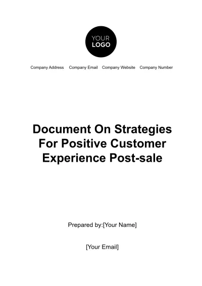 Free Document on Strategies for Positive Customer Experience Post-Sale Template to Edit Online