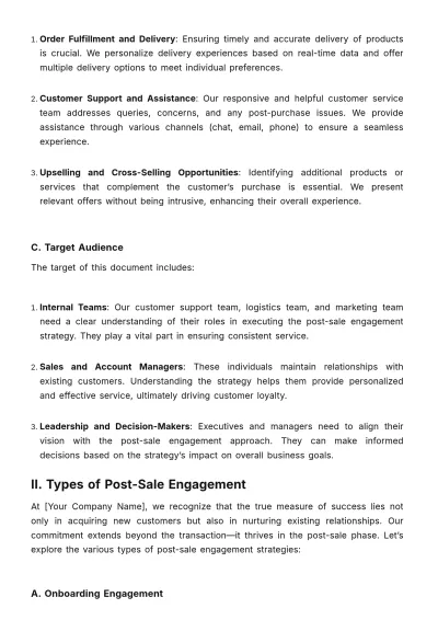 Free Document on Strategies for Positive Customer Experience Post-Sale Template to Edit Online