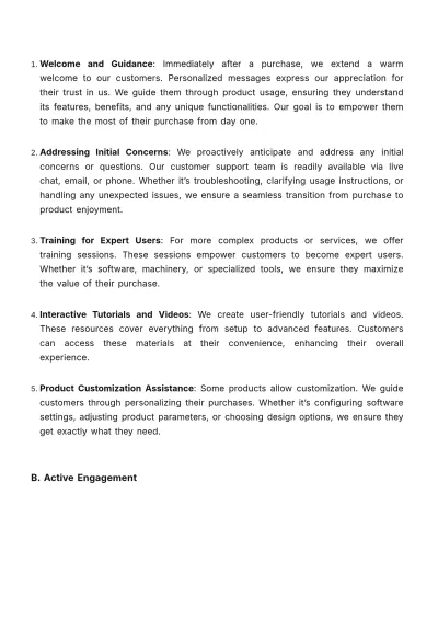 Free Document on Strategies for Positive Customer Experience Post-Sale Template to Edit Online