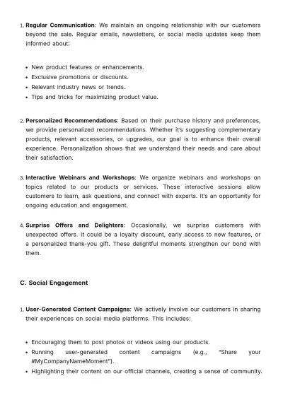 Free Document on Strategies for Positive Customer Experience Post-Sale Template to Edit Online