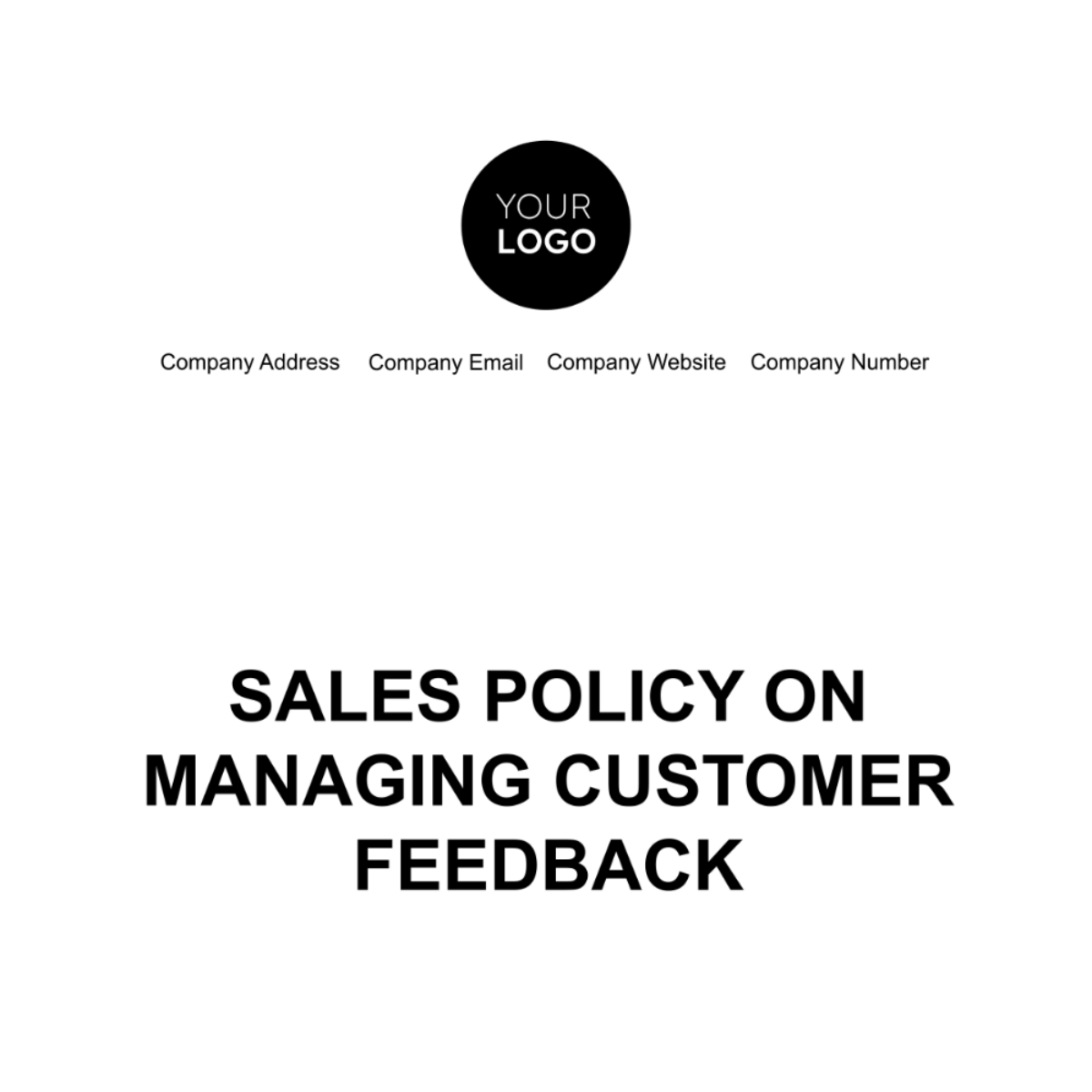 Free Sales Policy on Managing Customer Feedback Template